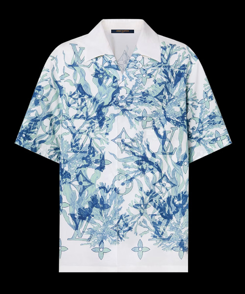 그래픽 쇼트 슬리브 코튼 셔츠