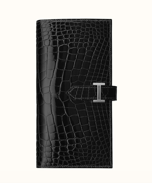 엘리게이터 베안 장지갑 브루고뉴 은장