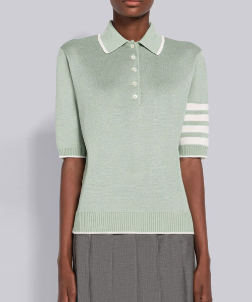 버즈아이 자카드 4-바 숏 슬리브