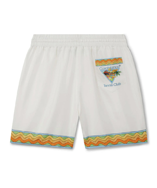 AFRO CUBISM TENNIS CLUB SILK SHORTS