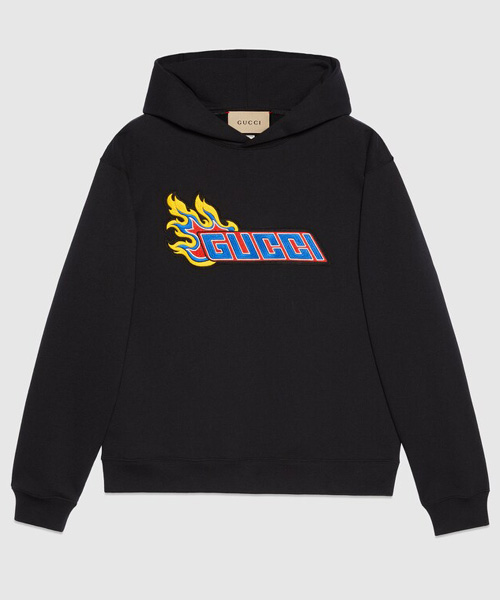 로고 자수 코튼 후드 스웨트셔츠