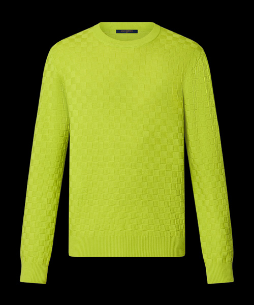 다미에 울 롱 슬리브 크루넥