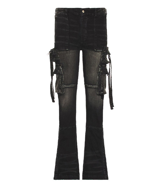 플레어 카고 데님 진