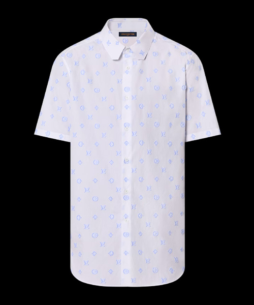 로고 프린트 숏 슬리브 코튼 셔츠