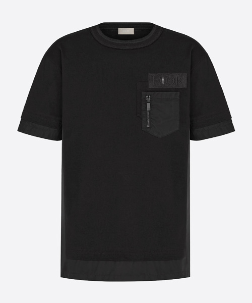 x SACAI포켓 집업 로고 패치 코튼 티셔츠