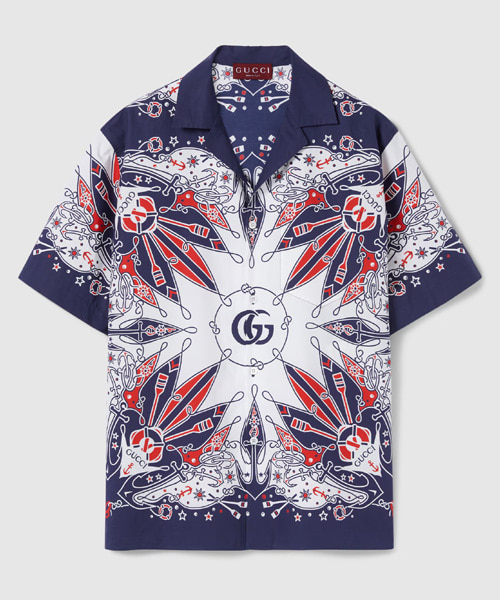 더블 G 반다나 프린트 코튼 셔츠
