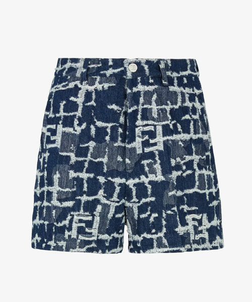 블루 FF 데님 숏 팬츠