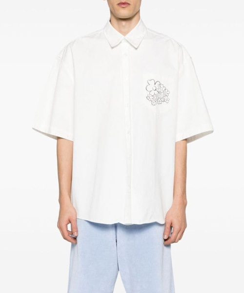 로고 프린트 코튼 셔츠