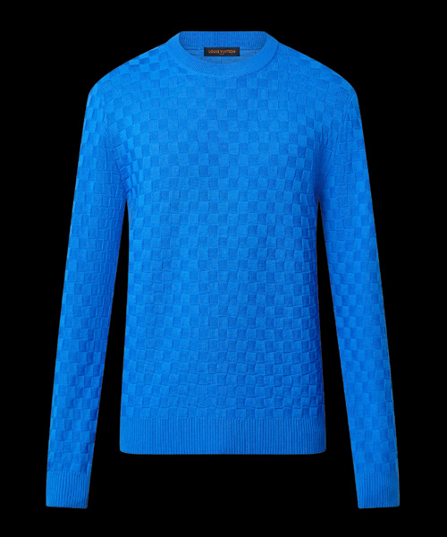 다미에 울 롱 슬리브 크루넥