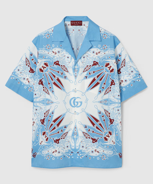 더블 G 반다나 프린트 코튼 셔츠