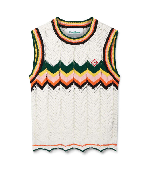 쉐브론 레이스 니트 조끼