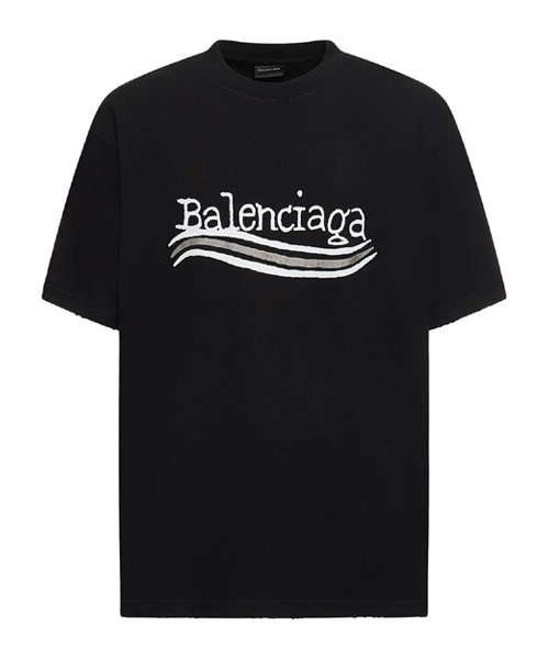 웨이브 로고 프린트 코튼 티셔츠