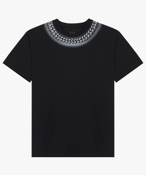 엠보스드 체인 프린트 코튼 티셔츠