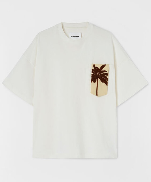 포켓 야자수 패치 코튼 티셔츠