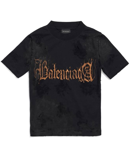 헤비 메탈 티셔츠 라지 핏 블랙 페이디드