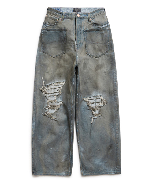 포켓 패치 배기 데님 팬츠