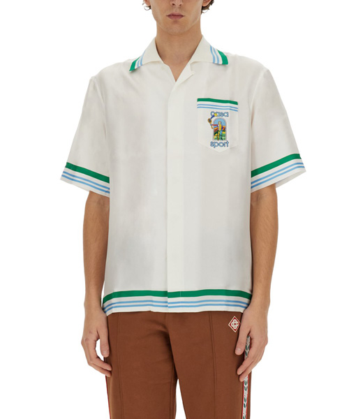 테니스 프린트 실크 셔츠