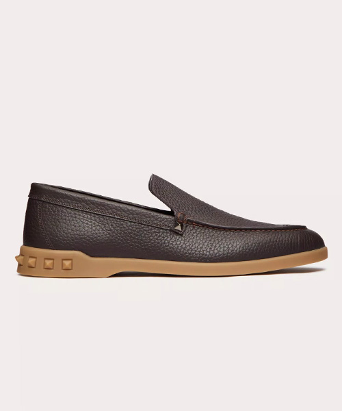 그레인 송아지 가죽 레저 플로우 슬립온