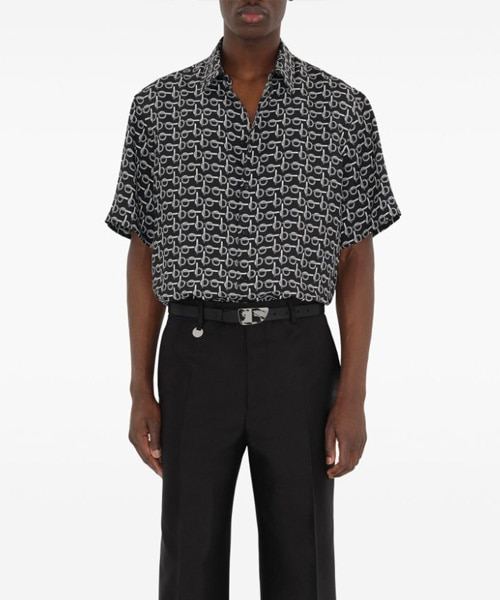 B 숏 슬리브 실크 셔츠