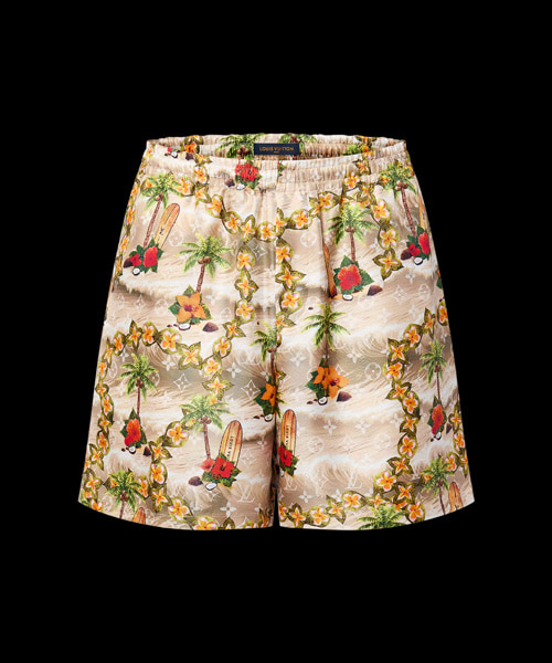 모노그램 실크 드로스트링 쇼츠