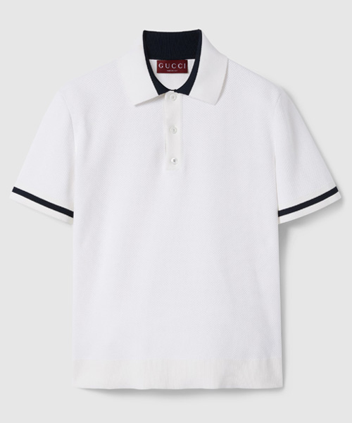 인타르시아 니트 코튼 폴로셔츠