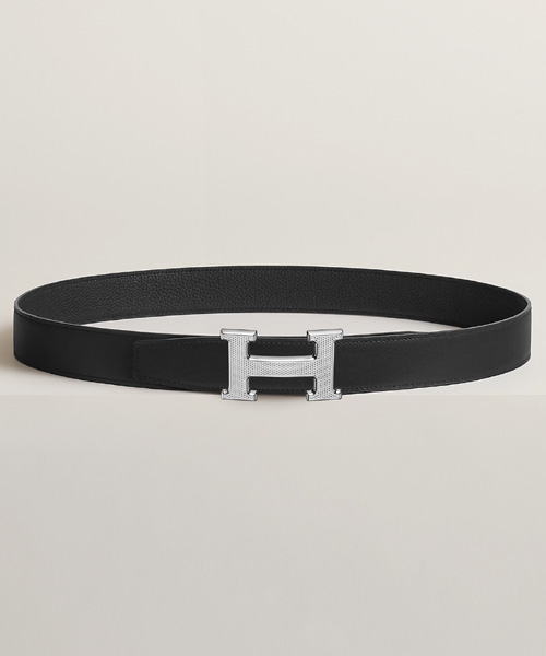 H GUILLOCHEE 벨트 버클 & 리버서블 가죽 스트랩 32MM