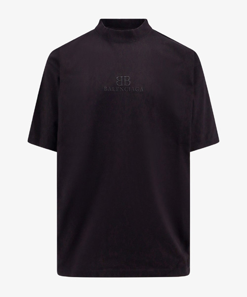 로고 자수 코튼 티셔츠