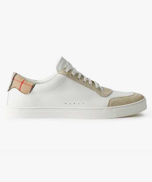 레더 스웨이드 체크 코튼 스니커즈