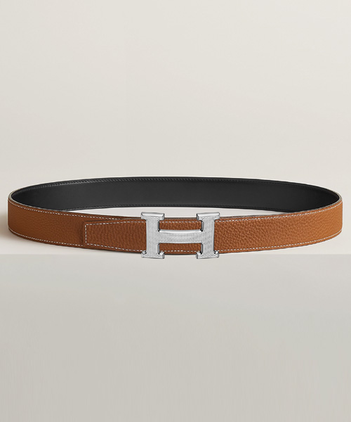 H GUILLOCHEE 벨트 버클 & 리버서블 가죽 스트랩 32MM