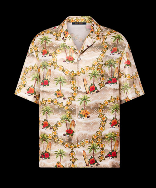 모노그램 숏 슬리브 실크 셔츠