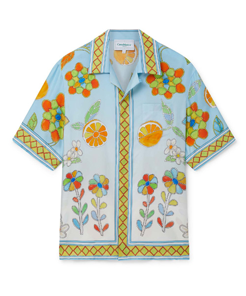 요루바 플라워 실크 셔츠