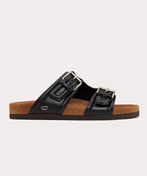 퍼스프렌드 가죽 슬라이드 샌들