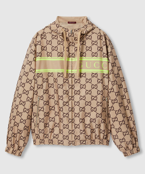 라이트 나일론 GG 프린트 후드 재킷