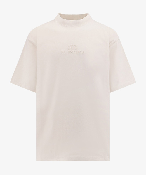 로고 자수 코튼 티셔츠