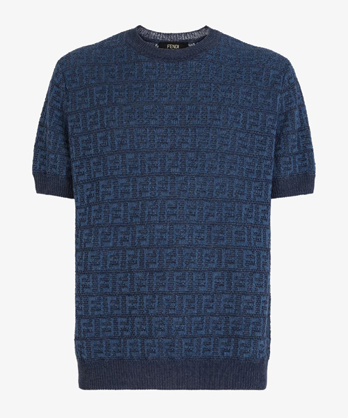 블루 FF 코튼 & 리넨 스웨터