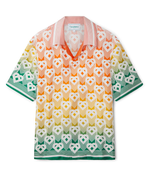 그라디언트 하트 모노그램 실크 셔츠