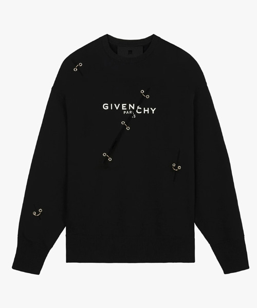 메탈릭 디테일 로고 코튼 스웨트셔츠