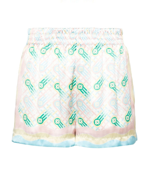 그래픽 프린트 실크 쇼츠