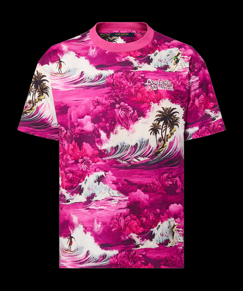 프린트 숏 슬리브 코튼 티셔츠