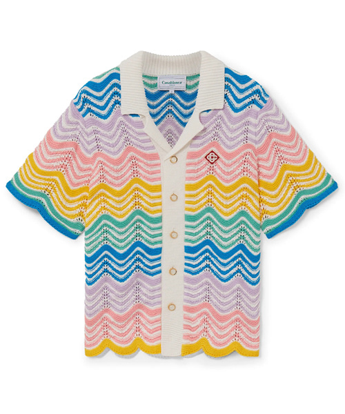 그라디언트 웨이브 니트 셔츠