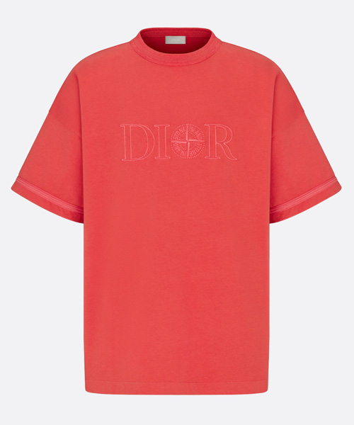 로고 자수 코튼 티셔츠