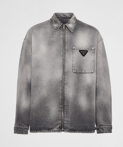 삼각로고 패치 데님 셔츠