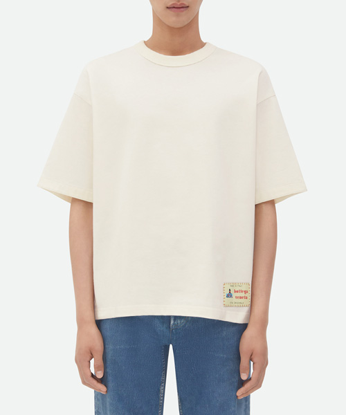 로고 패치 코튼 티셔츠