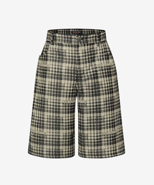 체크 데님 쇼츠