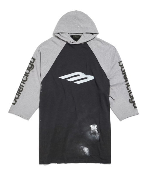 3B 스텐실 후드 코튼 티셔츠