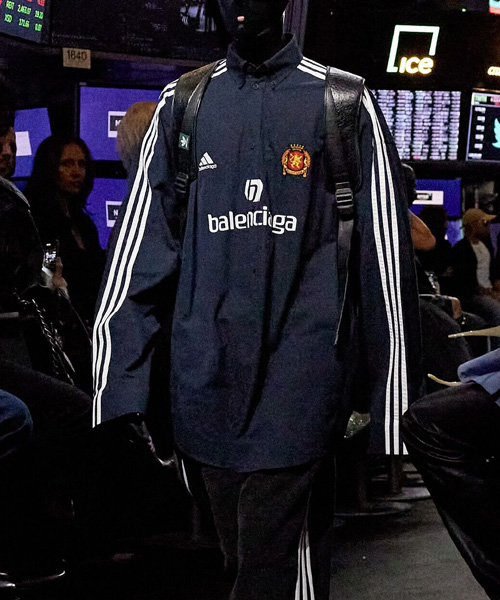 스트라이프 로고 프린트 코튼 셔츠