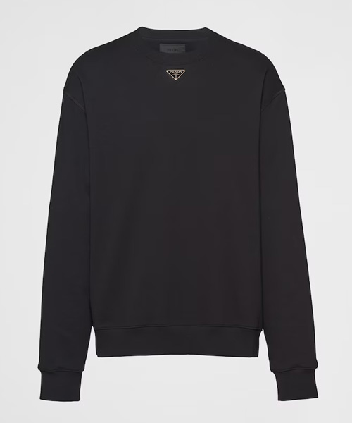 트라이앵글 로고 패치 코튼 스웨트셔츠