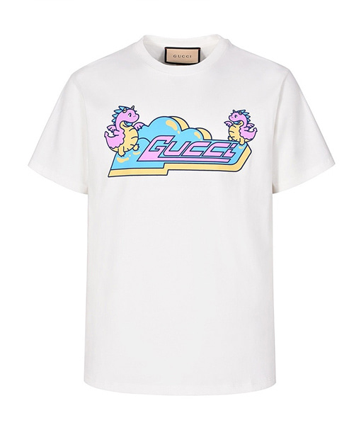 드래곤 프린트 코튼 저지 티셔츠