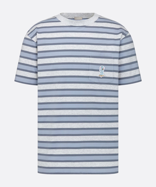 스트라이프 패턴 포켓 티셔츠