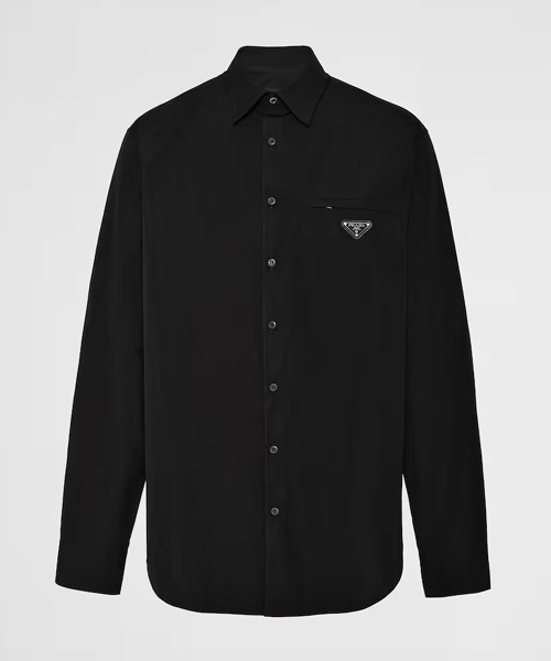 삼각로고 패치 코튼 셔츠